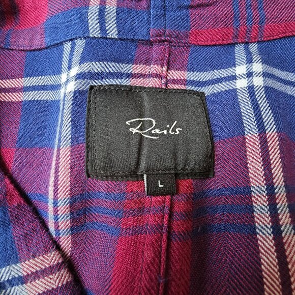 Rails Sloane Tie-Front Plaid Shirt Red/Blue Button-Up Lightweight Soft Size L - Picture 4 of 12